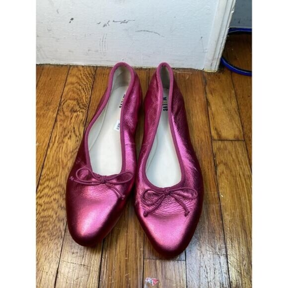 Whimsigoth heritage old money MAEVE Metallic Leather  Ballet Flat Shoes Size 10 - Picture 1 of 4